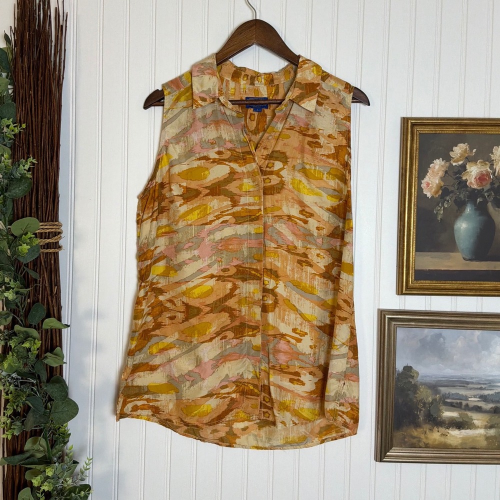 Pendleton Sleeveless Blouse Large Vintage Abstract Print